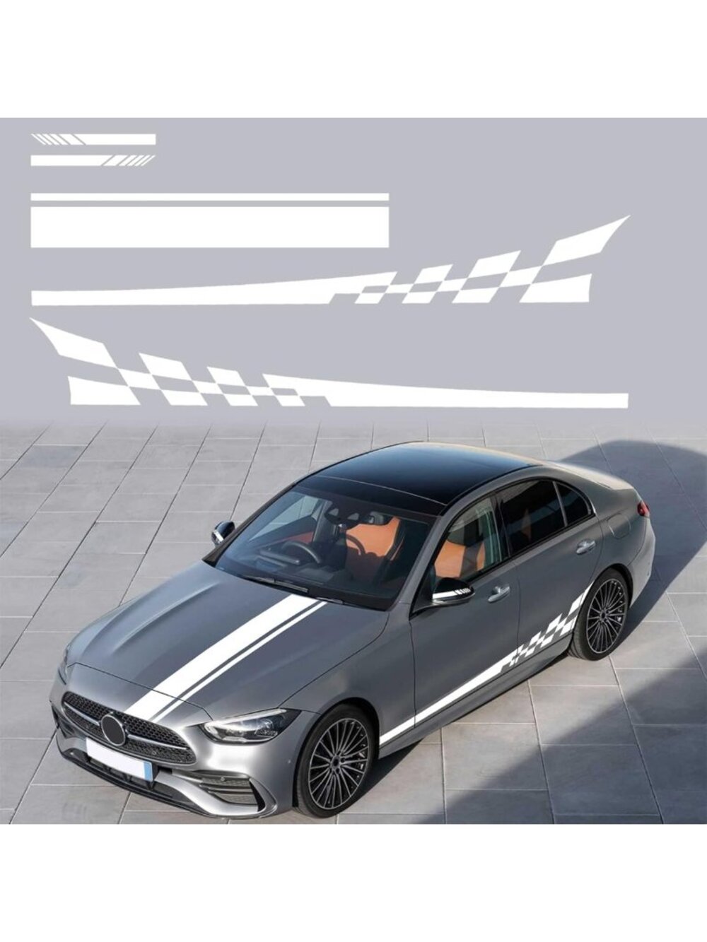 5PCS Car Side Stickers for Rear View Mirrors - Stylish White Decals